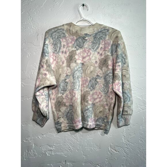 Shenanigans vintage floral lambs wool angora rabbit hair sweater womens medium - Picture 5 of 6